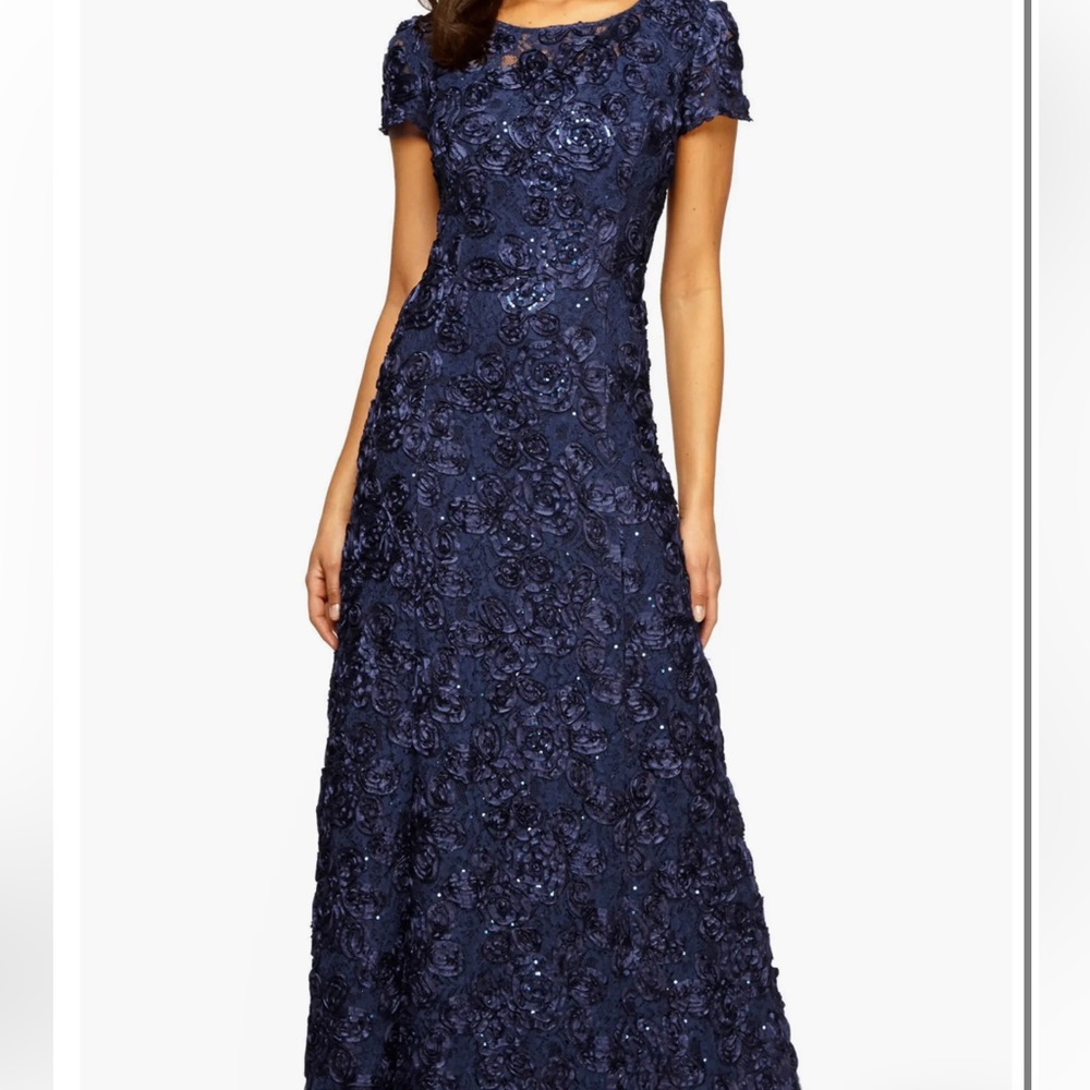 Alex Evenings Midnight Blue Lace Midi Dress